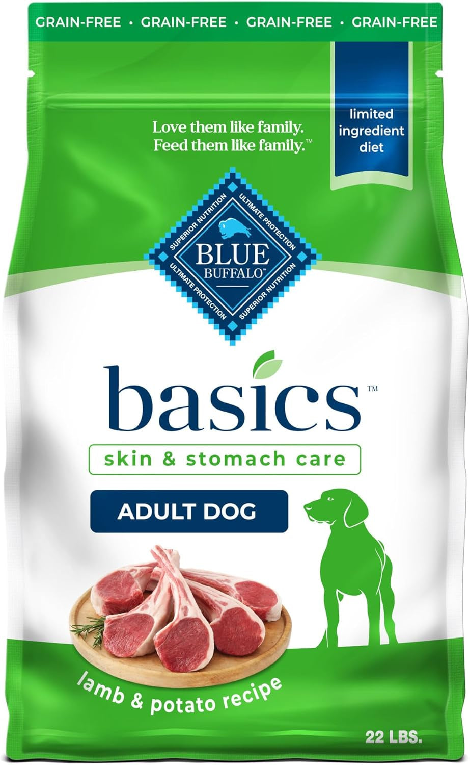 Blue Buffalo Basics Grain-Free Dry Dog Food for Adult Dogs, Limited Ingredient Diet, Salmon Recipe, 22-Lb. Bag