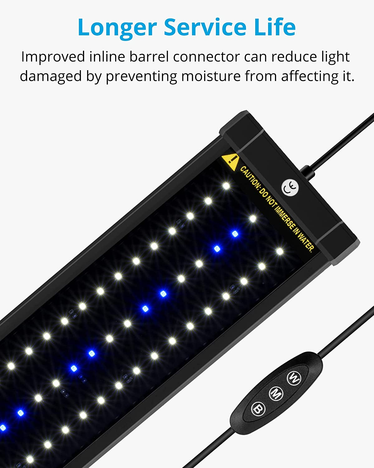 NICREW Classicled Aquarium Light, Fish Tank Light with Extendable Brackets, White and Blue Leds, Size 36 to 48 Inches, 25 Watts