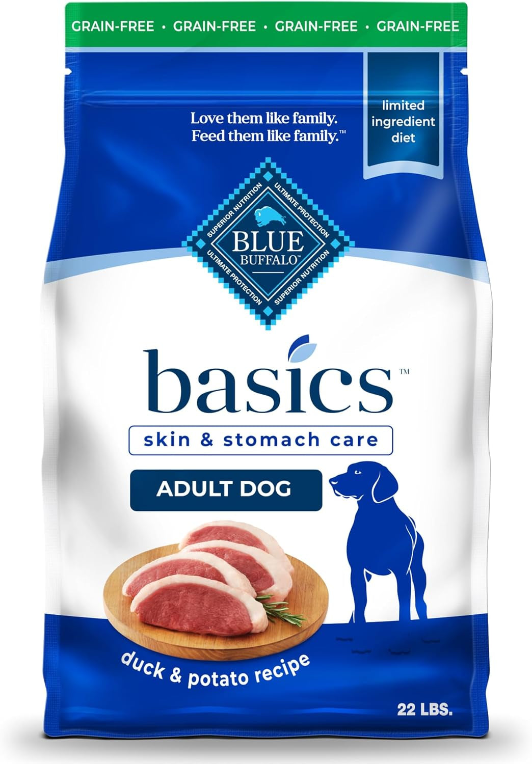 Blue Buffalo Basics Grain-Free Dry Dog Food for Adult Dogs, Limited Ingredient Diet, Salmon Recipe, 22-Lb. Bag