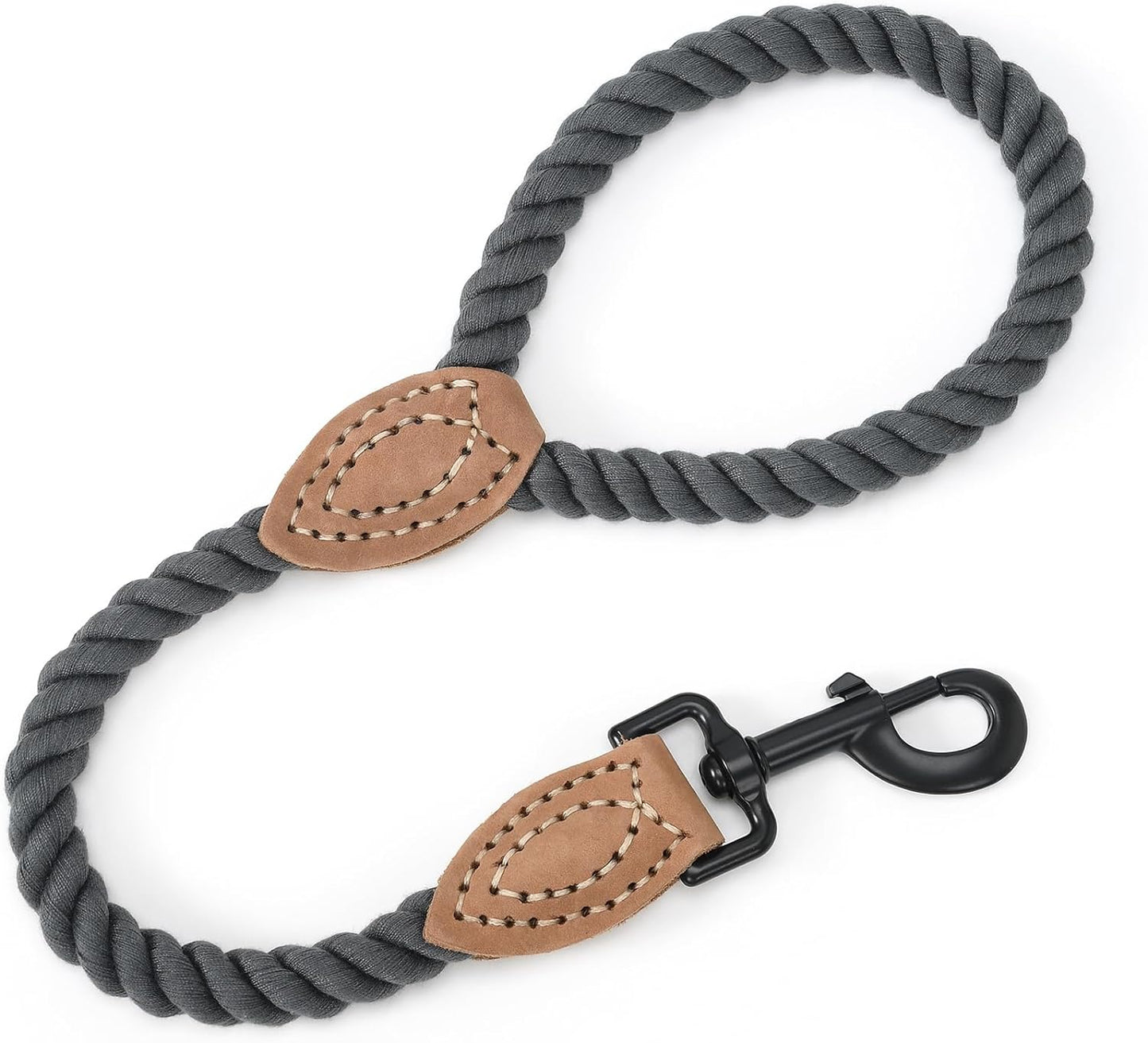 Mile High Life Dog Leash, Braided Cotton Rope Leashes with Leather Tailor Tip with Leather Tip - Heavy Duty Metal Clasp, 5FT, 1/2" Thick - Wedding, Walking Leash for Medium Large Dogs(Red)
