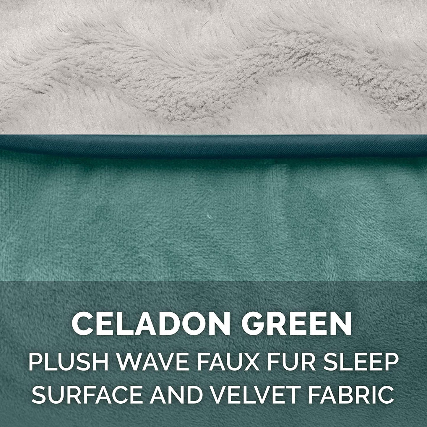 Furhaven Orthopedic Dog Bed for Small Dogs W/ Removable Bolsters & Washable Cover, for Dogs up to 20 Lbs - Plush & Velvet Waves Perfect Comfort Sofa - Celadon Green, Small