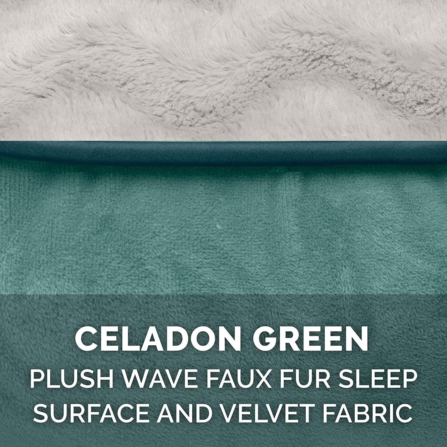 Furhaven Orthopedic Dog Bed for Small Dogs W/ Removable Bolsters & Washable Cover, for Dogs up to 20 Lbs - Plush & Velvet Waves Perfect Comfort Sofa - Celadon Green, Small