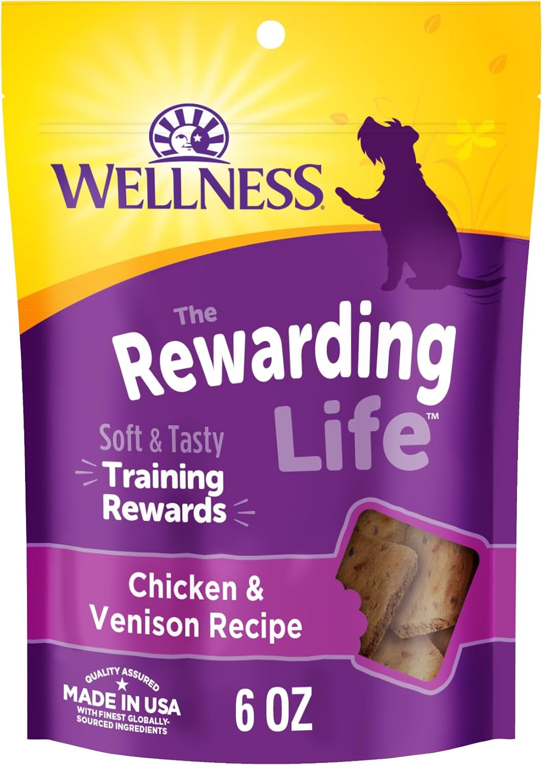 Wellness Rewarding Life Dog Treats, Training Treat, Grain Free, Soft Chicken & Lamb (6 Ounce Bag)