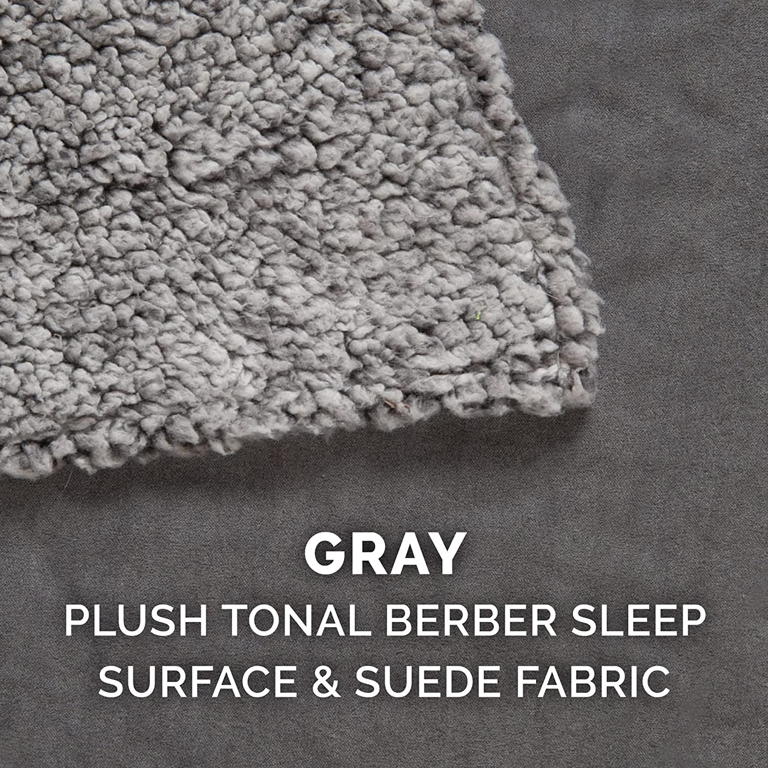 Furhaven Orthopedic Dog Bed for Large/Medium Dogs W/ Removable Washable Cover, for Dogs up to 55 Lbs - Berber & Suede Blanket Top Mattress - Gray, Large