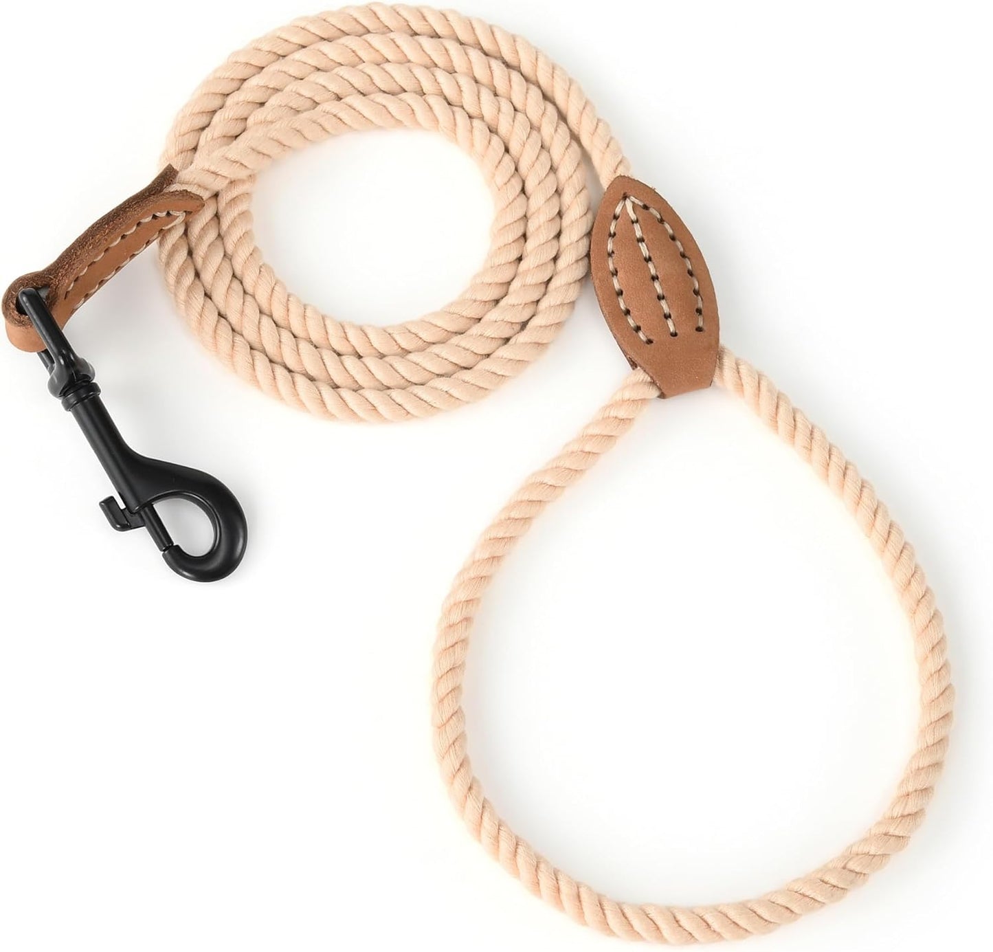 Mile High Life Dog Leash, Braided Cotton Rope Leashes with Leather Tailor Tip with Leather Tip - Heavy Duty Metal Clasp, 5FT, 1/2" Thick - Wedding, Walking Leash for Medium Large Dogs(Red)