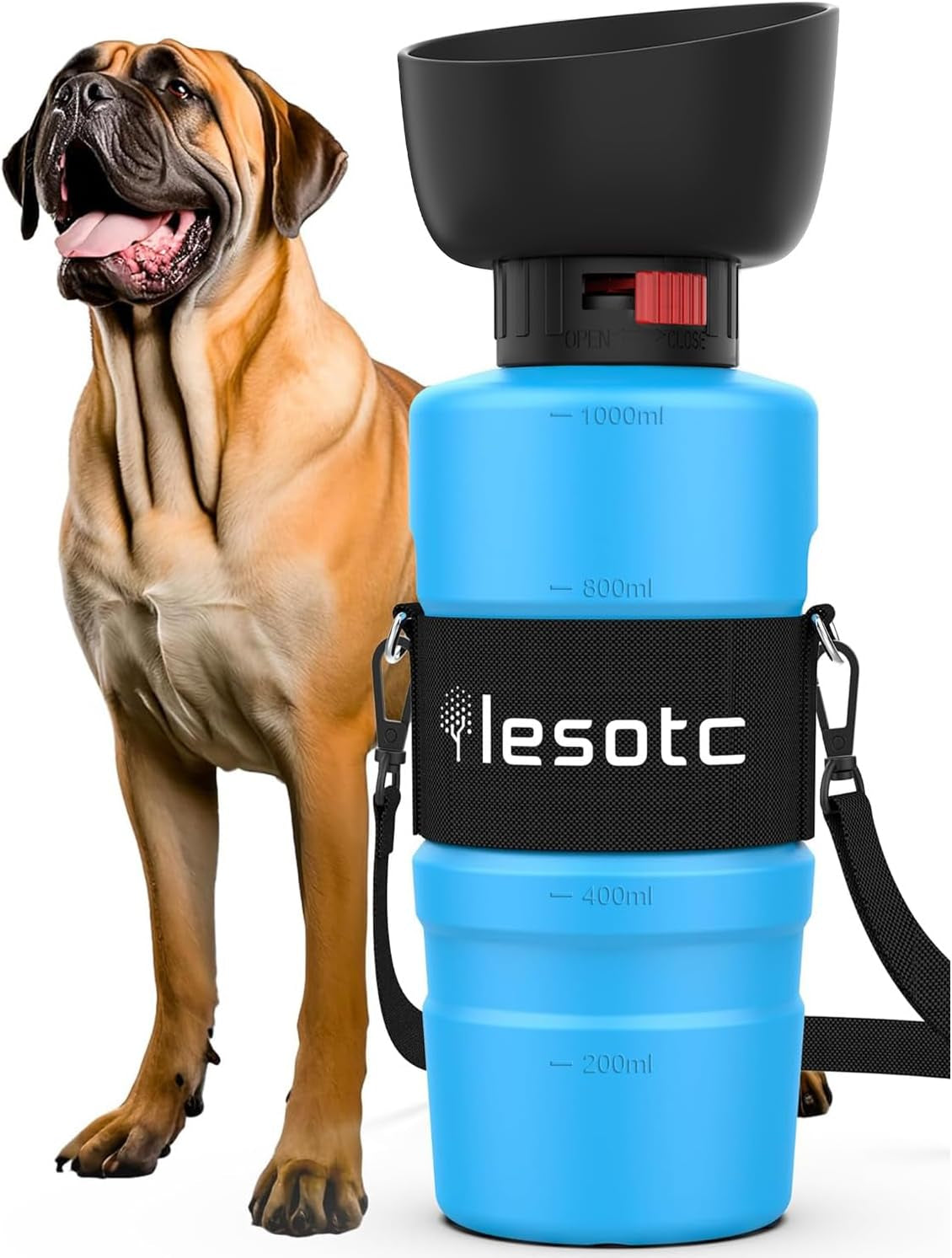 Lesotc Dog Water Bottle, Portable Water Dispenser with Bowl, Leak Proof Pet Travel Squeeze Bottle, Puppy Essentials Dog Stuff Accessories for Outdoor Walking, Hiking, Camping