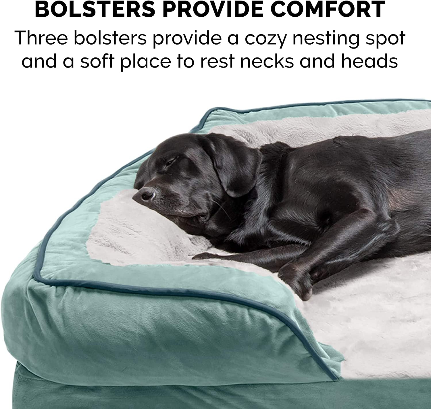Furhaven Orthopedic Dog Bed for Small Dogs W/ Removable Bolsters & Washable Cover, for Dogs up to 20 Lbs - Plush & Velvet Waves Perfect Comfort Sofa - Celadon Green, Small