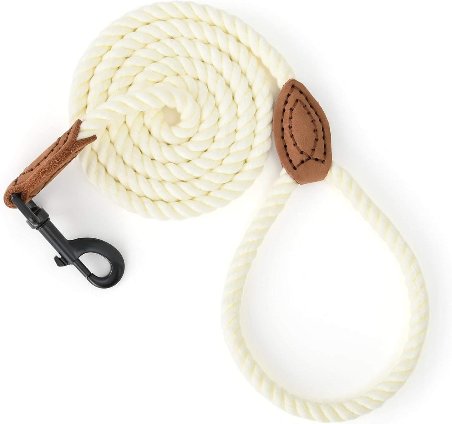 Mile High Life Dog Leash, Braided Cotton Rope Leashes with Leather Tailor Tip with Leather Tip - Heavy Duty Metal Clasp, 5FT, 1/2" Thick - Wedding, Walking Leash for Medium Large Dogs(Red)