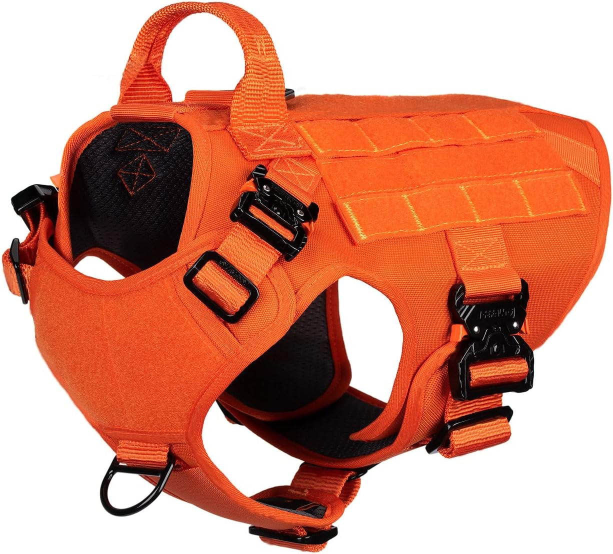 ICEFANG Tactical Dog Harness with 4X Metal Buckle,Working Dog MOLLE K9 Vest with Handle,No Pulling Front Clip,Adjustable Pet Harness for Large Dogs (L (28"-35" Chest), Green)