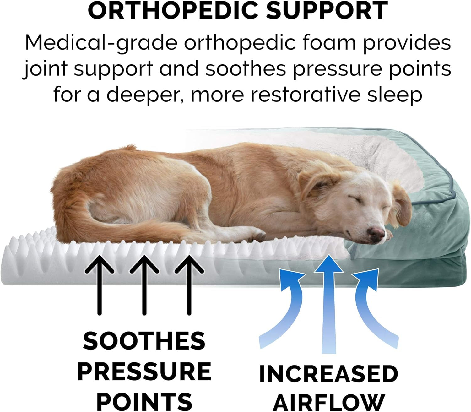 Furhaven Orthopedic Dog Bed for Small Dogs W/ Removable Bolsters & Washable Cover, for Dogs up to 20 Lbs - Plush & Velvet Waves Perfect Comfort Sofa - Celadon Green, Small