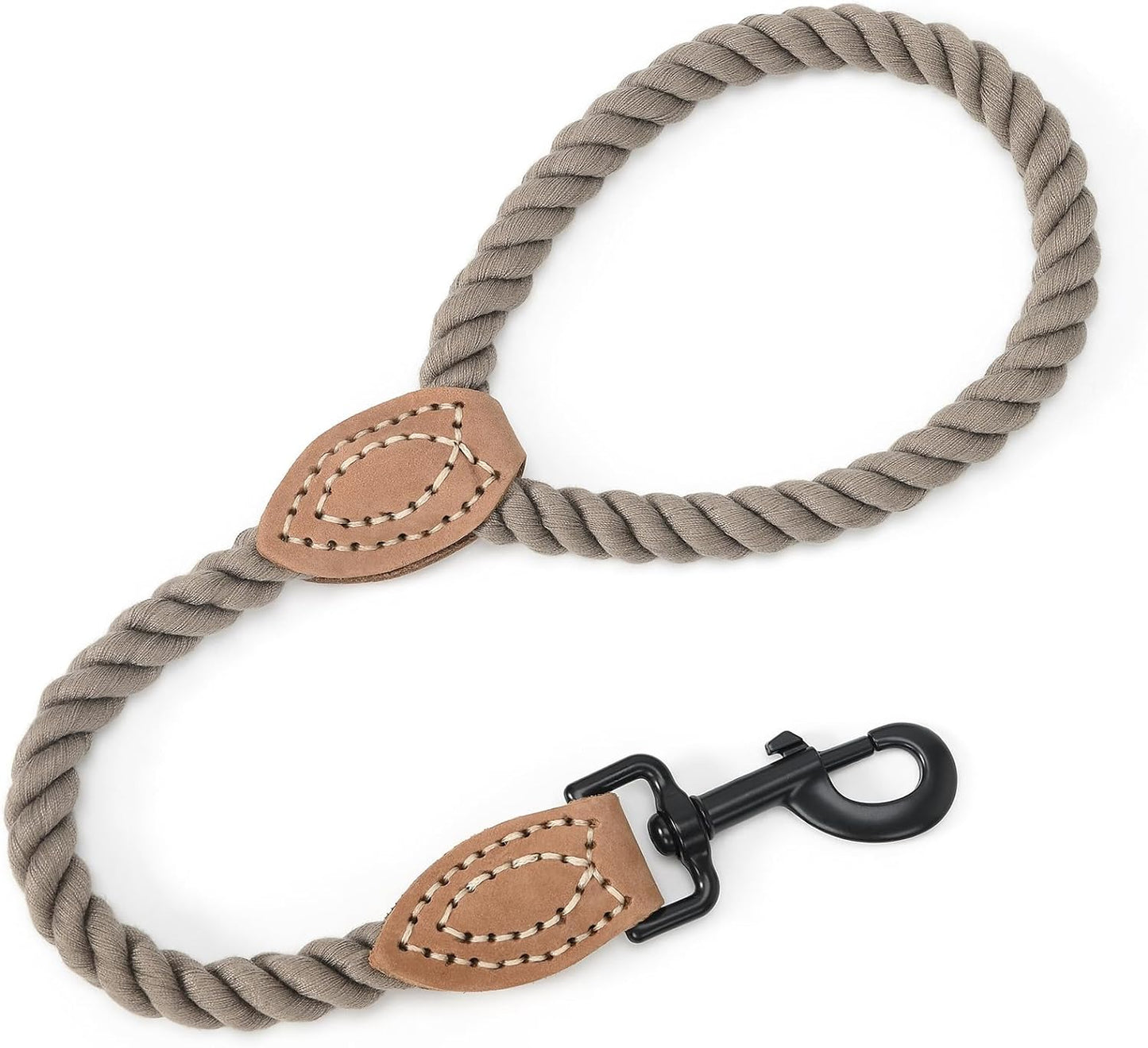 Mile High Life Dog Leash, Braided Cotton Rope Leashes with Leather Tailor Tip with Leather Tip - Heavy Duty Metal Clasp, 5FT, 1/2" Thick - Wedding, Walking Leash for Medium Large Dogs(Red)