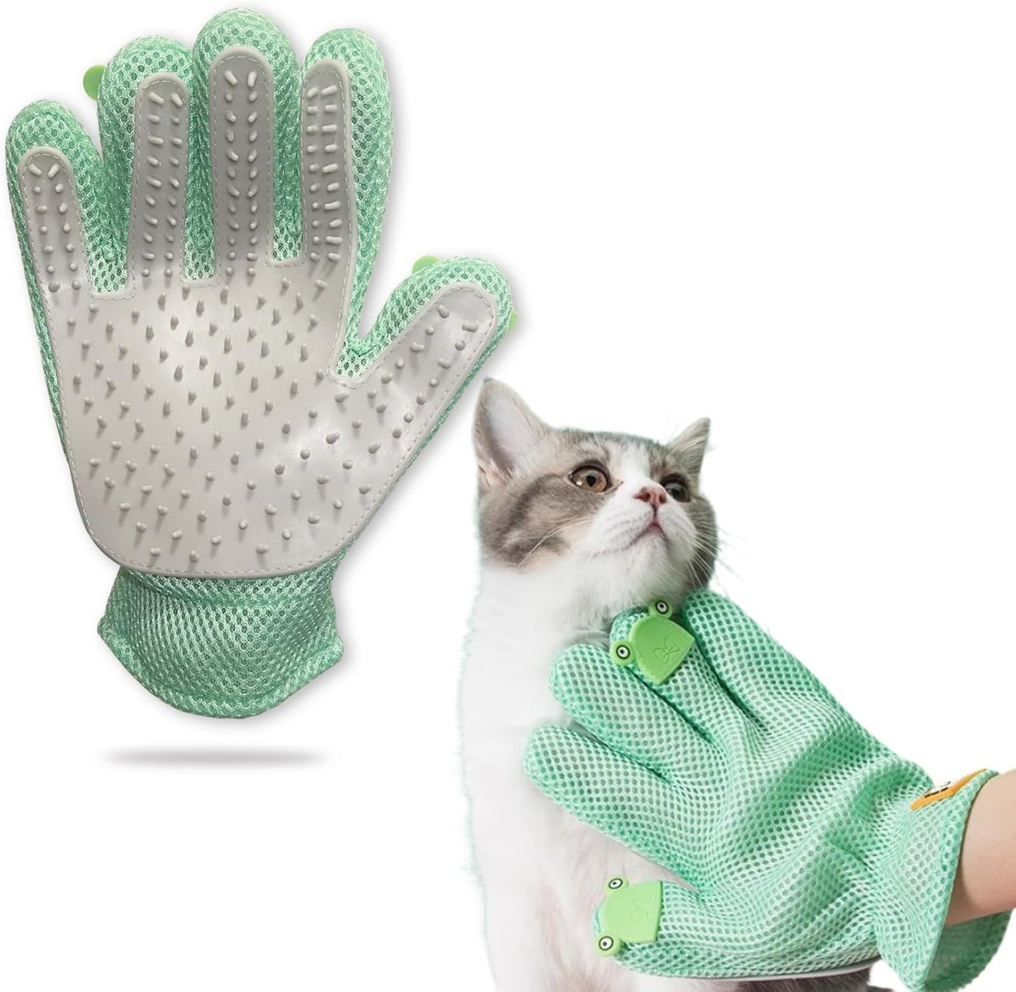 Pet Grooming Glove - Cat Dog Gentle Deshedding Brush Glove - Efficient Pet Hair Remover Massage Mitt - Enhanced Five Finger Design Perfect for Long Short Fur, Right Hand (Pink) Pet Bathing