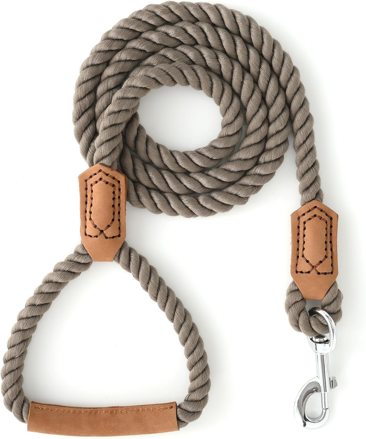 Mile High Life Dog Leash, Braided Cotton Rope Leashes with Leather Tailor Tip with Leather Tip - Heavy Duty Metal Clasp, 5FT, 1/2" Thick - Wedding, Walking Leash for Medium Large Dogs(Red)