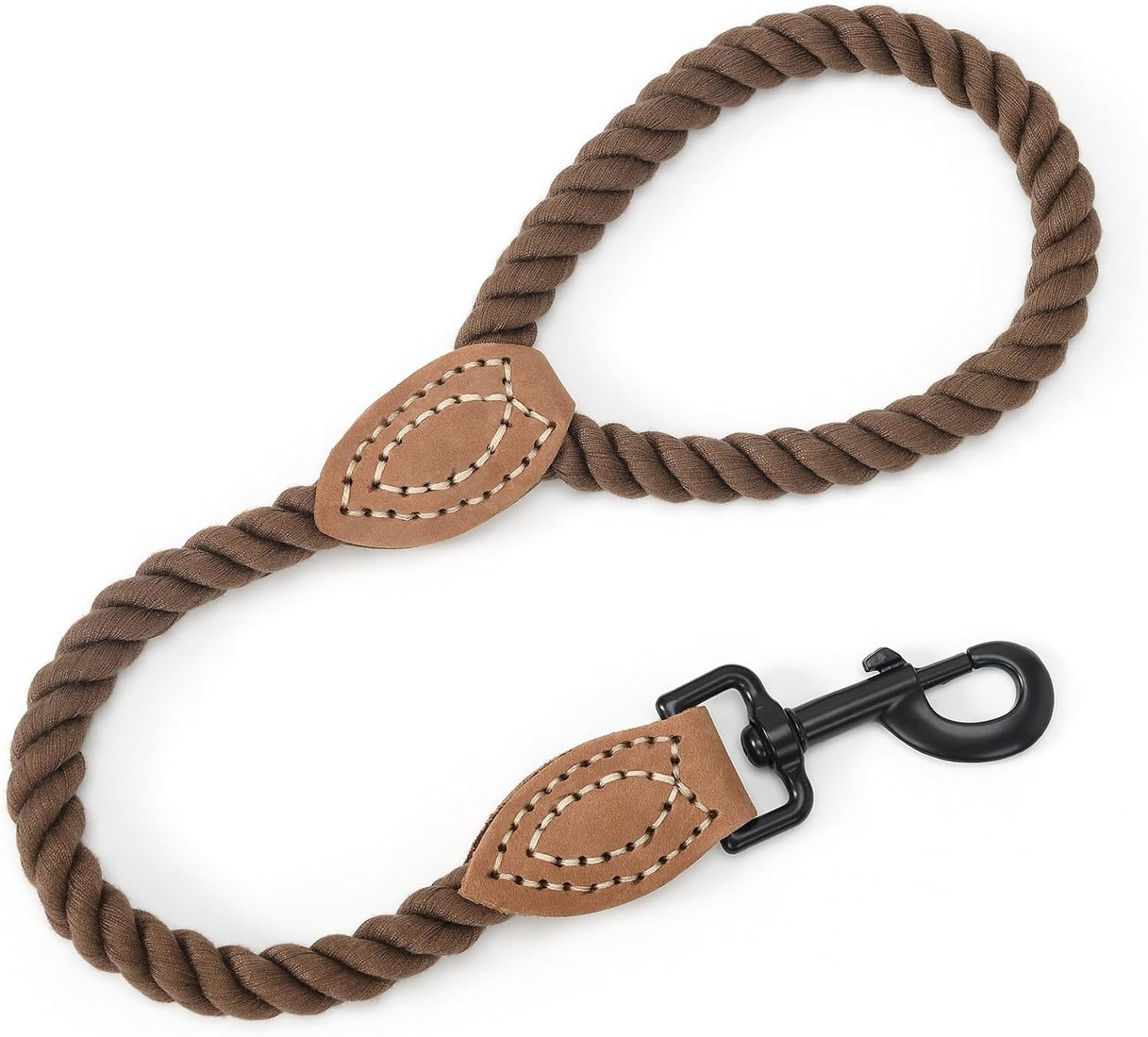 Mile High Life Dog Leash, Braided Cotton Rope Leashes with Leather Tailor Tip with Leather Tip - Heavy Duty Metal Clasp, 5FT, 1/2" Thick - Wedding, Walking Leash for Medium Large Dogs(Red)