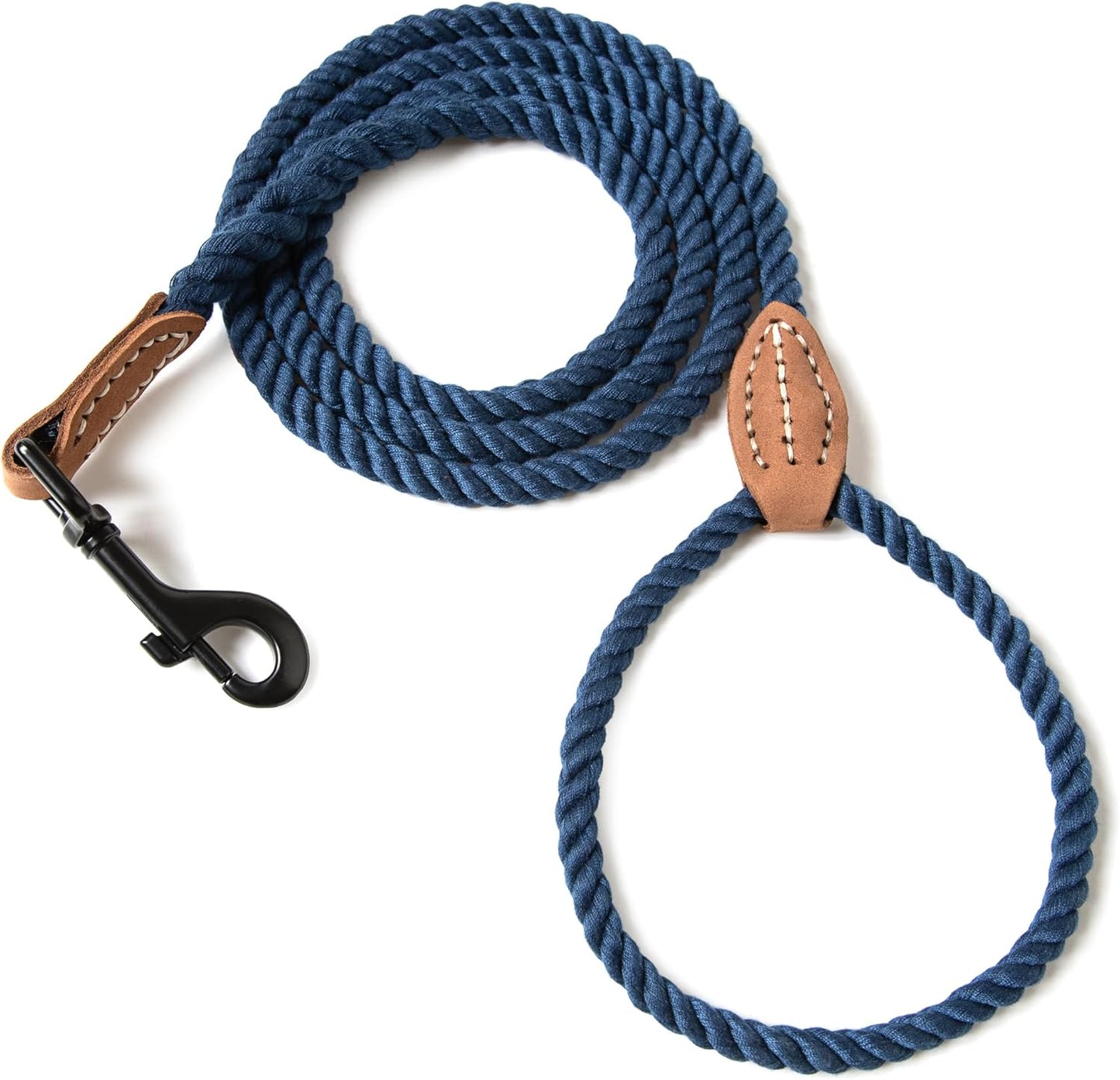 Mile High Life Dog Leash, Braided Cotton Rope Leashes with Leather Tailor Tip with Leather Tip - Heavy Duty Metal Clasp, 5FT, 1/2" Thick - Wedding, Walking Leash for Medium Large Dogs(Red)