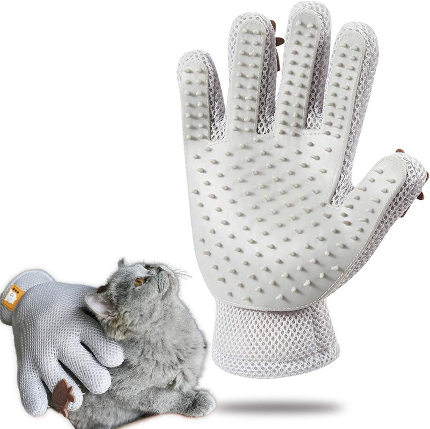 Pet Grooming Glove - Cat Dog Gentle Deshedding Brush Glove - Efficient Pet Hair Remover Massage Mitt - Enhanced Five Finger Design Perfect for Long Short Fur, Right Hand (Pink) Pet Bathing