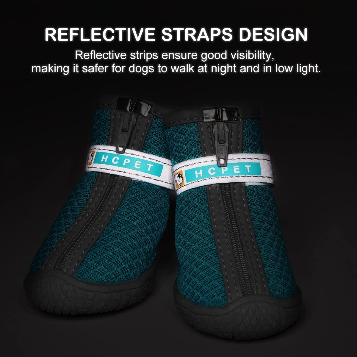 Dog Booties Paw Protectors - Breathable Hiking Boots with Anti-Slip Rugged Sole for Small to Medium Dogs, Blue, Size 4 (Pack of 4)