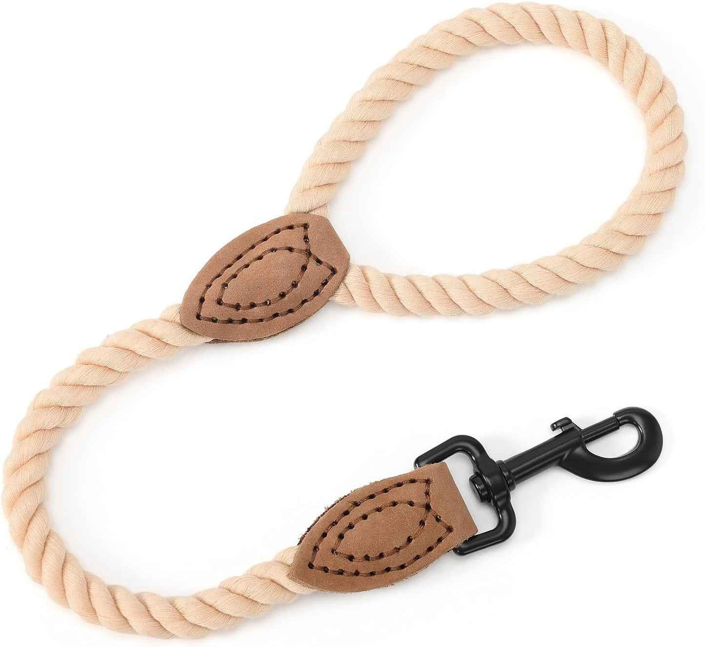 Mile High Life Dog Leash, Braided Cotton Rope Leashes with Leather Tailor Tip with Leather Tip - Heavy Duty Metal Clasp, 5FT, 1/2" Thick - Wedding, Walking Leash for Medium Large Dogs(Red)