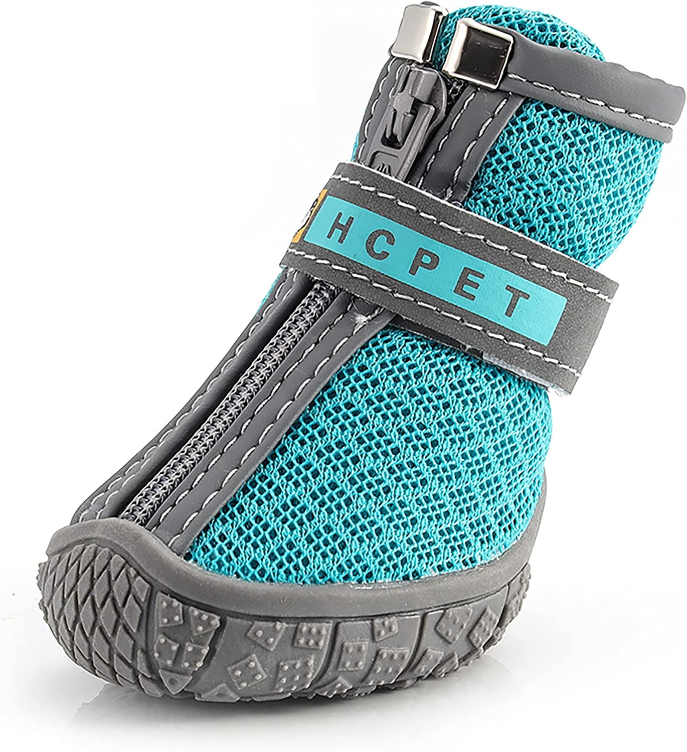 Dog Booties Paw Protectors - Breathable Hiking Boots with Anti-Slip Rugged Sole for Small to Medium Dogs, Blue, Size 4 (Pack of 4)