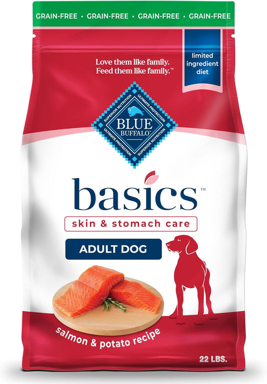 Blue Buffalo Basics Grain-Free Dry Dog Food for Adult Dogs, Limited Ingredient Diet, Salmon Recipe, 22-Lb. Bag