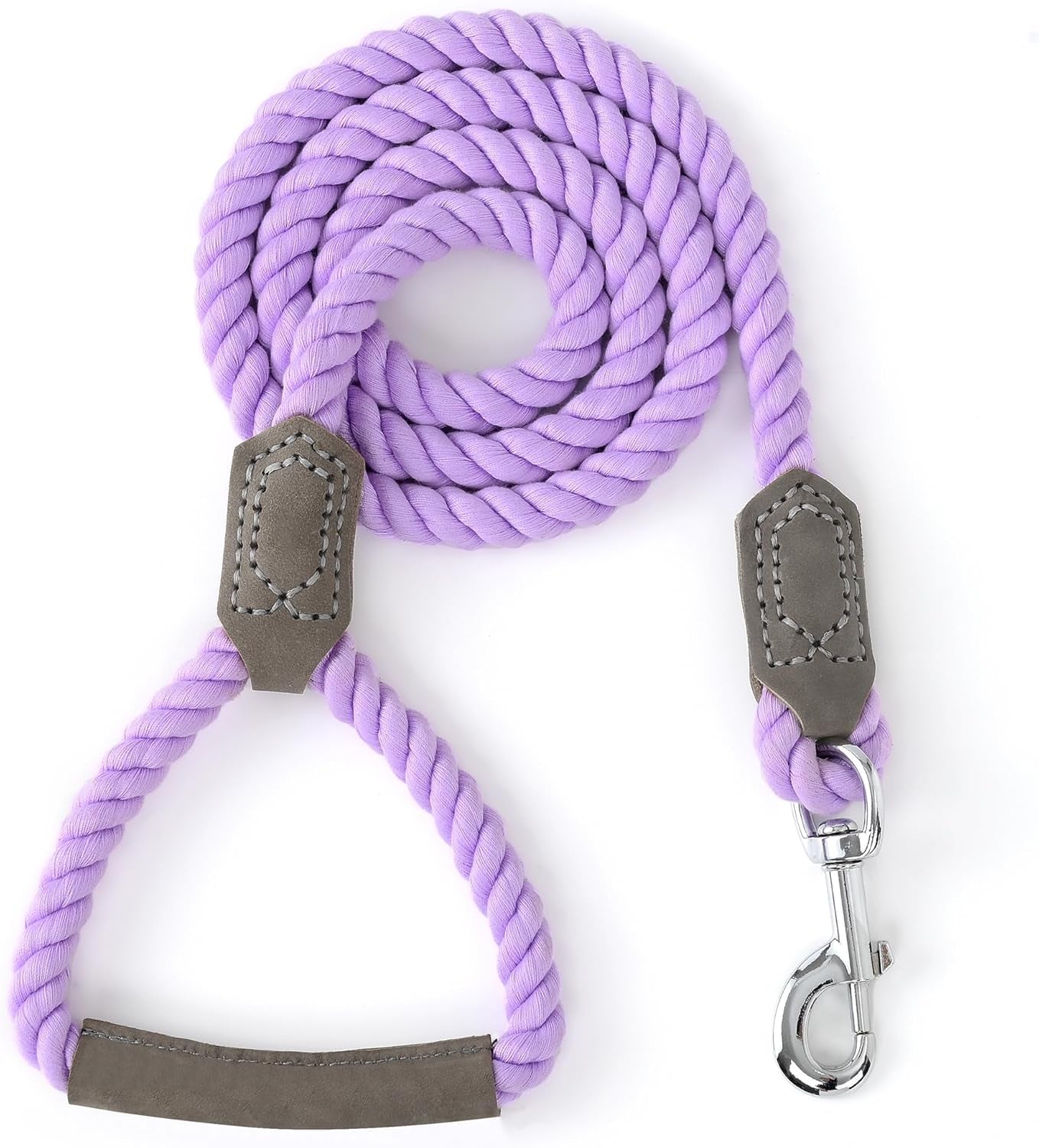 Mile High Life Dog Leash, Braided Cotton Rope Leashes with Leather Tailor Tip with Leather Tip - Heavy Duty Metal Clasp, 5FT, 1/2" Thick - Wedding, Walking Leash for Medium Large Dogs(Red)